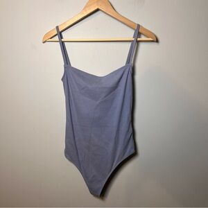 Abercrombie & Fitch Soft A&F Rib Bodysuit Size L Powder Blue Knot Back Detail